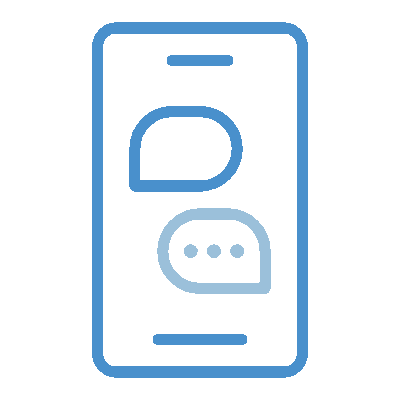 a blue and white cell phone